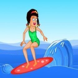 Surfar com menina Zoe