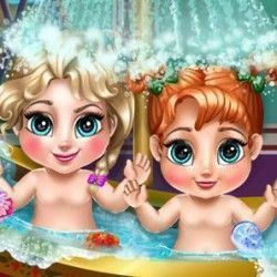 Banho bebê Elsa e Anna