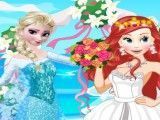 Noivas Ariel e Elsa vestir