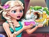 Elsa limpar louças