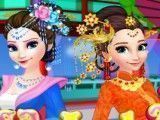 Roupas de chinesa Elsa e Anna