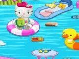 Hello Kitty limpar piscina
