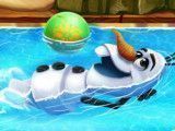 Olaf brincar na piscina
