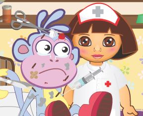 Dora cuidar do Botas no hospital