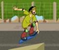 Scooby Doo e Salsicha fugindo de fantasma com o skate
