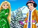 Rapunzel e Branca de Neve roupas de inverno
