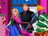 Anna Frozen e Kristoff limpar casa do natal