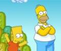 Bart e Homer Simpsons no mundo de super Mario
