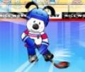 Cachorrinho jogando Hockey no gelo