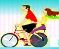 Casal apaixonado passeando de bike