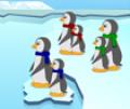 Pinguins atravessarem o rio