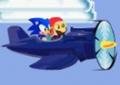Sonic e Mário abordo de um avião