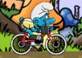 Treinar Smurf para uma corrida de bicicleta