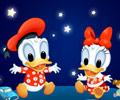 Vestir os bebês Donald e Margarida